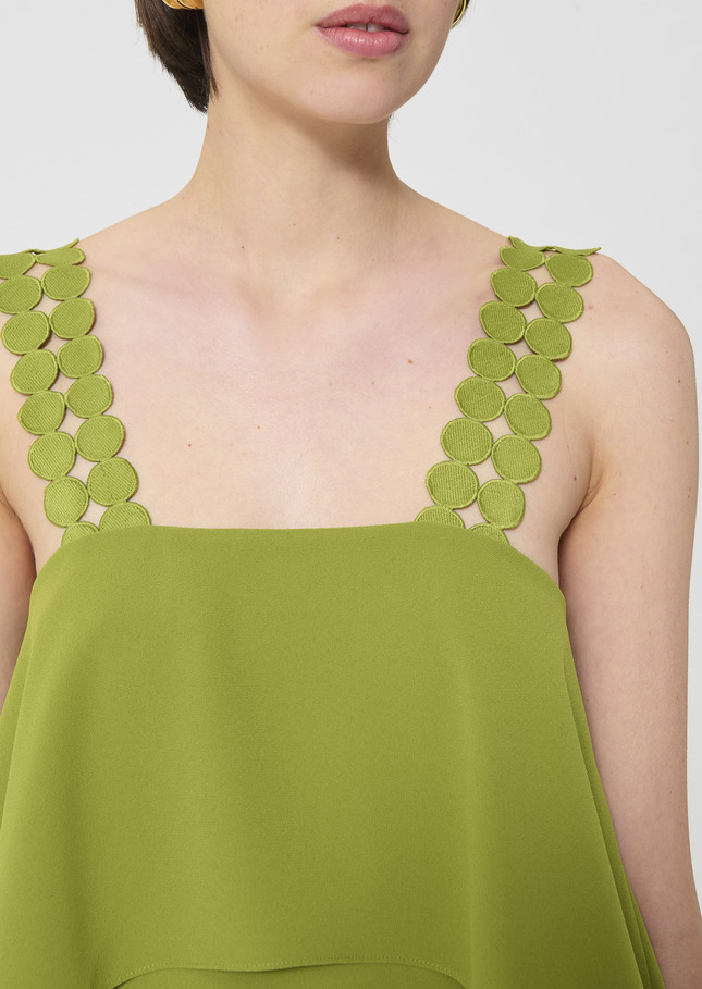 Rochas dress green in fluid crepe Pomme TARA JARMON US