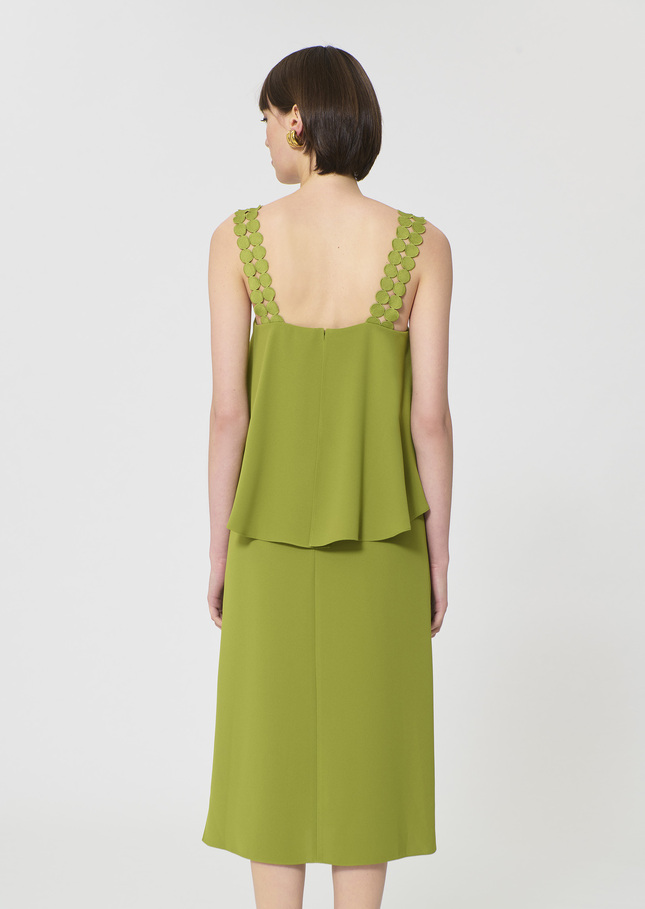 Rochas dress green in fluid crepe Pomme TARA JARMON US