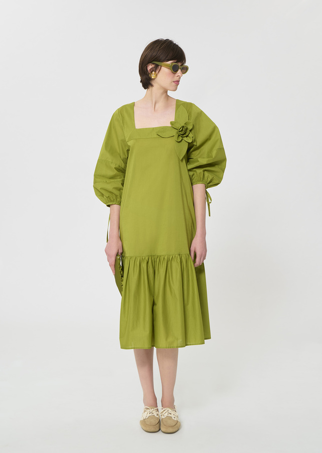 Roméa dress green cotton voile Pomme TARA JARMON US