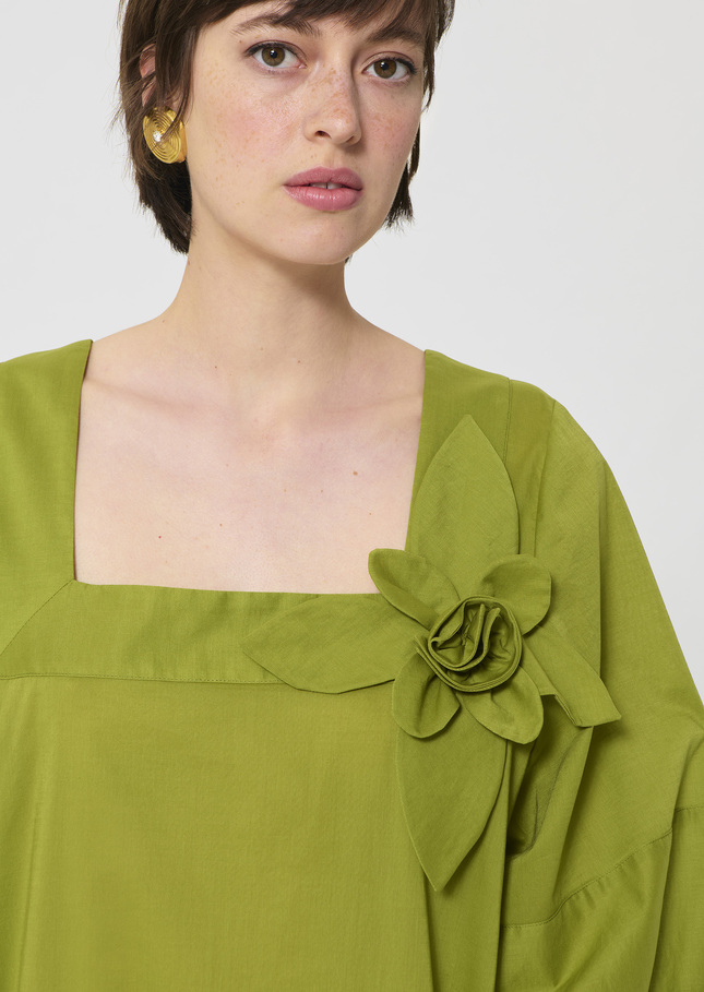 Roméa dress green cotton voile Pomme TARA JARMON US