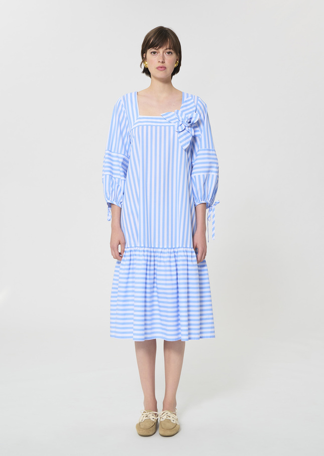 Roméa dress sky blue striped poplin Horizon TARA JARMON US