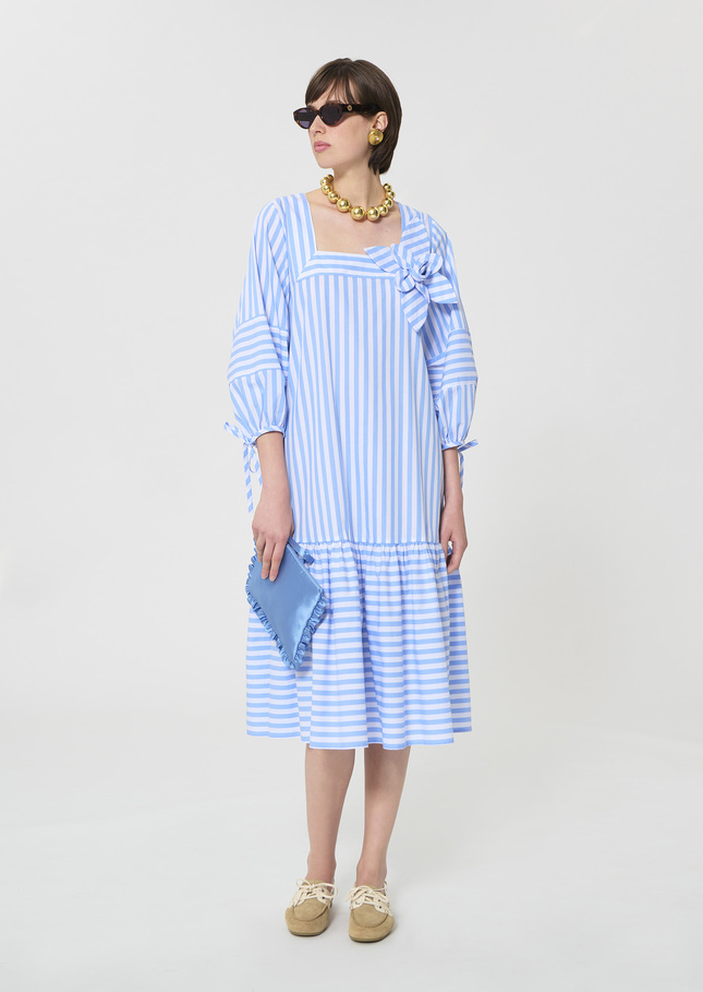 Roméa dress sky blue striped poplin Horizon TARA JARMON US