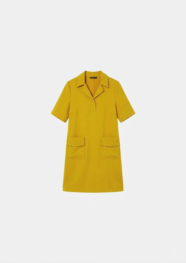 Rock Dress yellow in fluid crepe Mimosa TARA JARMON US