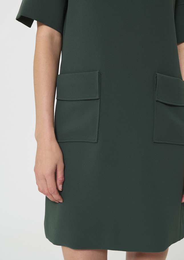 Rock Dress dark green in fluid crepe Vert anglais TARA JARMON US