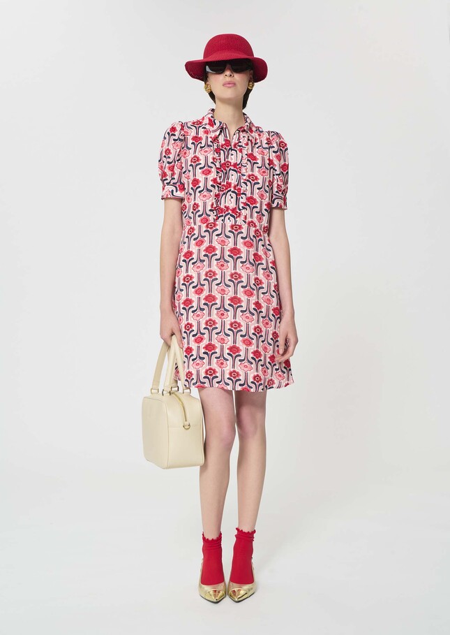 Ricci Dress pale pink retro print Blush TARA JARMON US