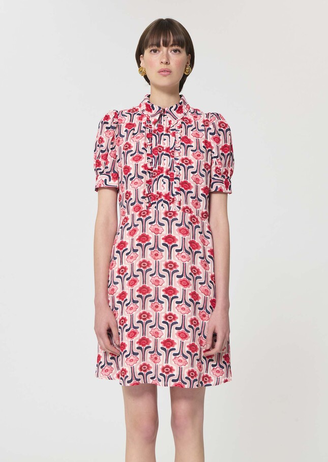 Ricci Dress pale pink retro print Blush TARA JARMON US