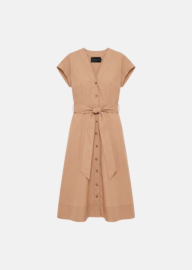 Rosia dress beige poplin Miel TARA JARMON US