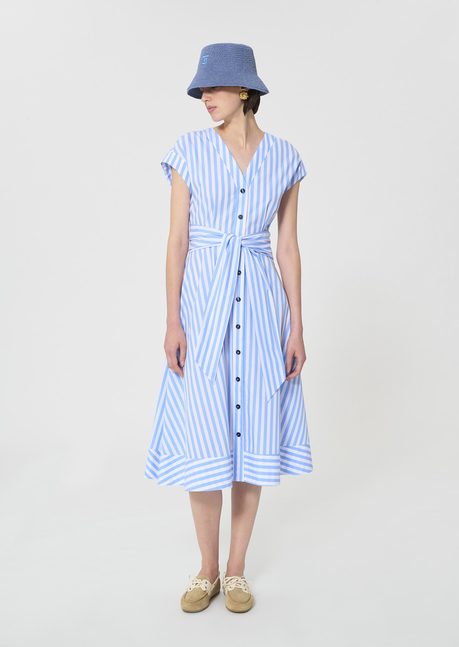 Rosia dress sky blue striped poplin Horizon TARA JARMON US