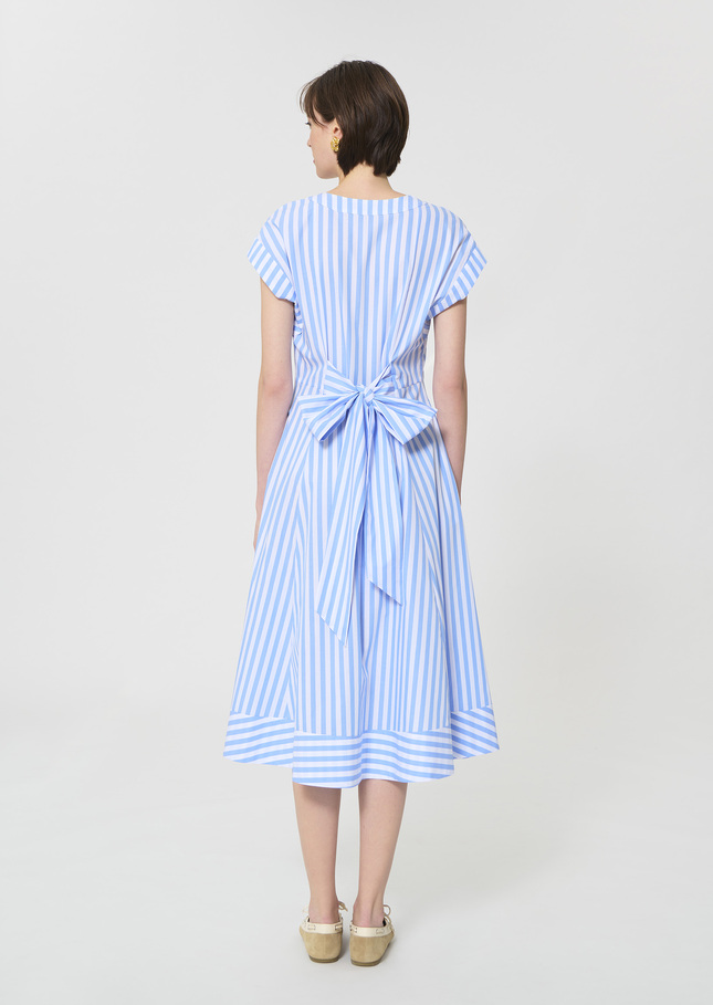 Rosia dress sky blue striped poplin Horizon TARA JARMON US