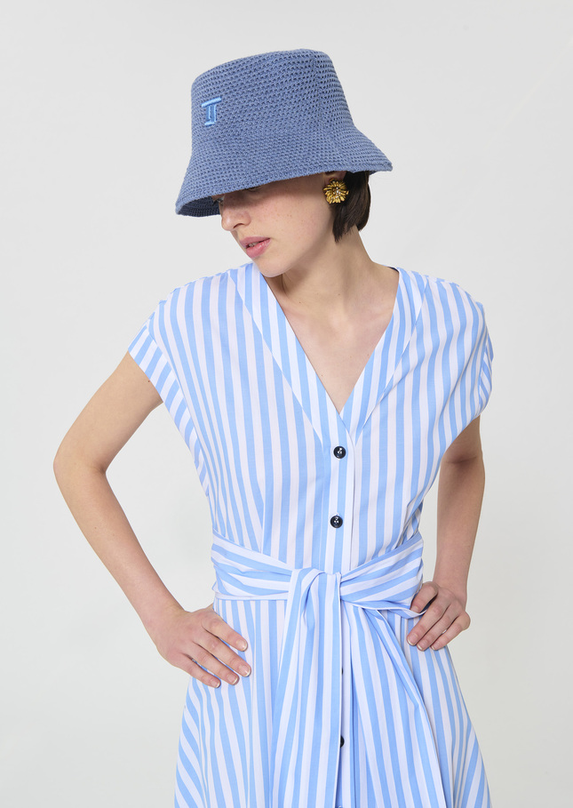 Rosia dress sky blue striped poplin Horizon TARA JARMON US