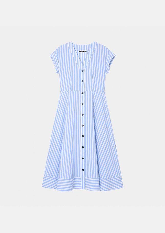 Rosia dress sky blue striped poplin Horizon TARA JARMON US