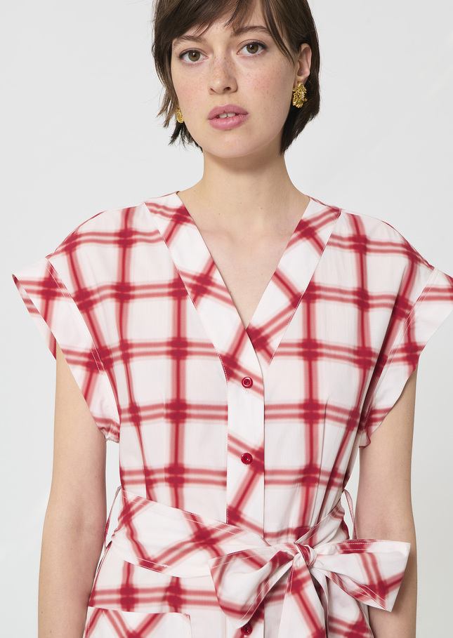 Rosina dress red checkered cotton Cerise TARA JARMON US