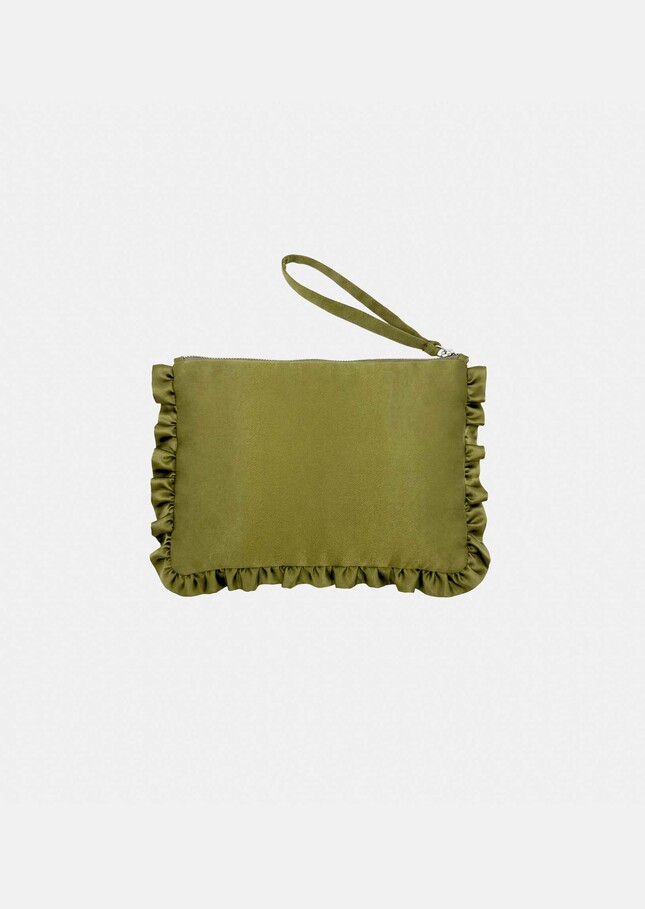 Sabrina clutch green duchess satin Anis TARA JARMON US