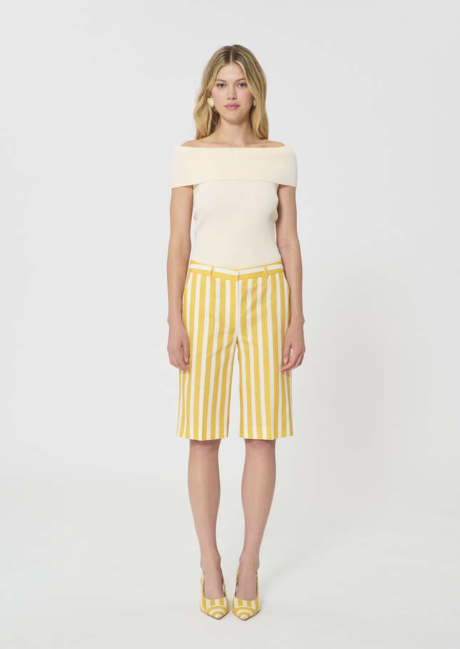 Sasha Shorts yellow striped linen and cotton Mimosa TARA JARMON US