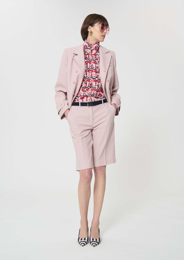 Sasha Shorts pale pink textured wool Blush TARA JARMON US
