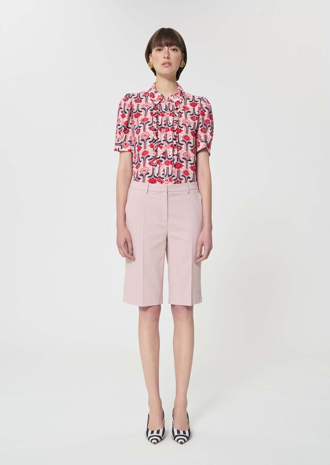 Sasha Shorts pale pink textured wool Blush TARA JARMON US