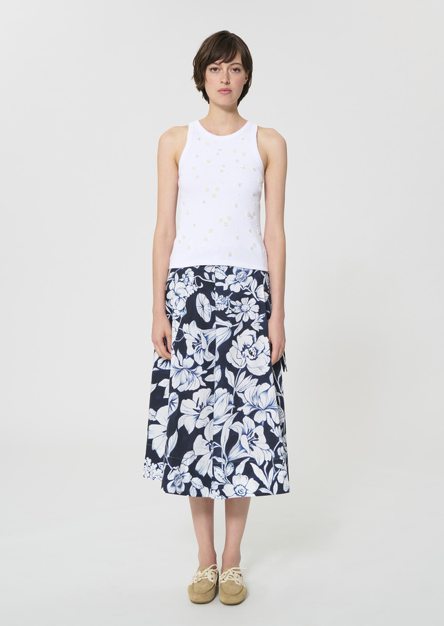 Tash tank top white embroidered cotton White TARA JARMON US