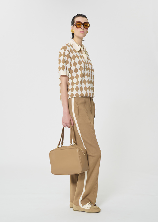 Polo Tomaso beige jacquard Miel TARA JARMON US