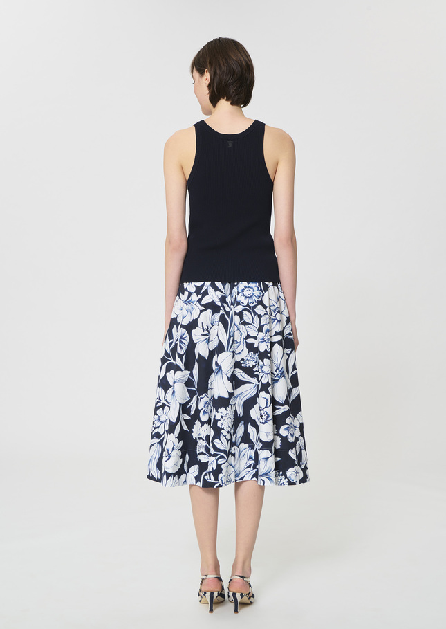 Trish tank top midnight blue ribbed knit Night TARA JARMON US