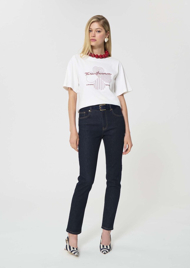 Taraclover T-shirt white embroidered cotton clover White TARA JARMON US