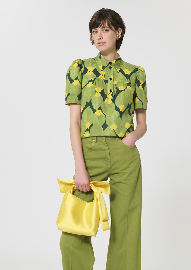 Top Tom dark green floral print Vert anglais TARA JARMON US
