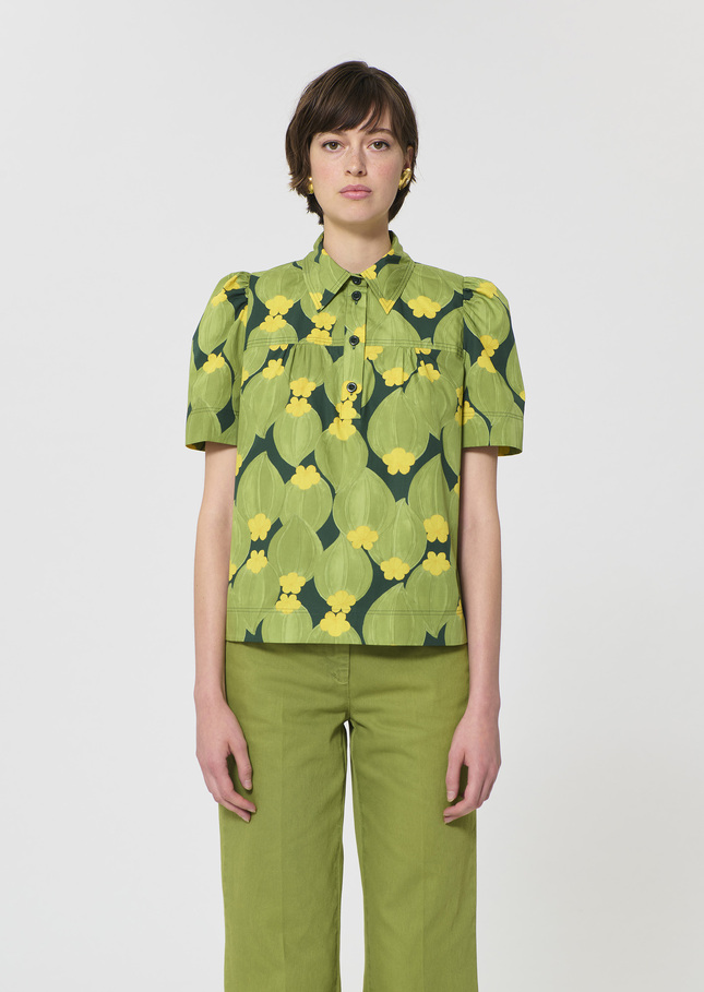 Top Tom dark green floral print Vert anglais TARA JARMON US