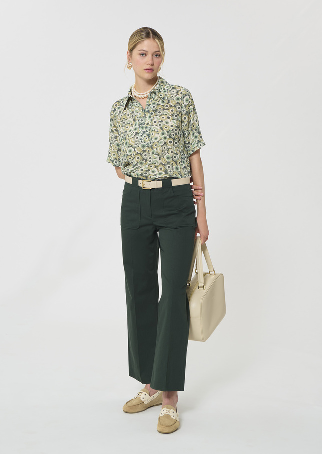 Top Tonina green floral print Vert anglais TARA JARMON US
