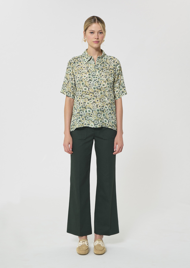Top Tonina green floral print Vert anglais TARA JARMON US