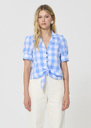 Côme shirt sky blue in gingham in poplin Horizon TARA JARMON US
