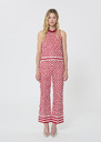 Pietro Pants red checkered pattern linen Cerise TARA JARMON US