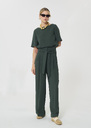 Pia Pants dark green in fluid crepe Vert anglais TARA JARMON US