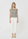 Twist T-shirt navy blue with ribbed knit stripes Night TARA JARMON US