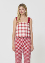 Top Thaddeo red checkered cotton Cerise TARA JARMON US