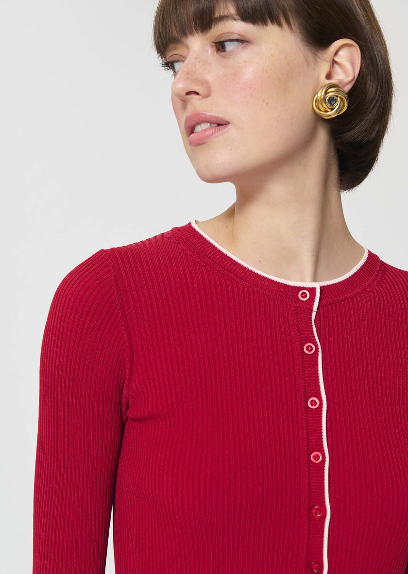 Gipsy Vest red ribbed knit Cerise TARA JARMON US