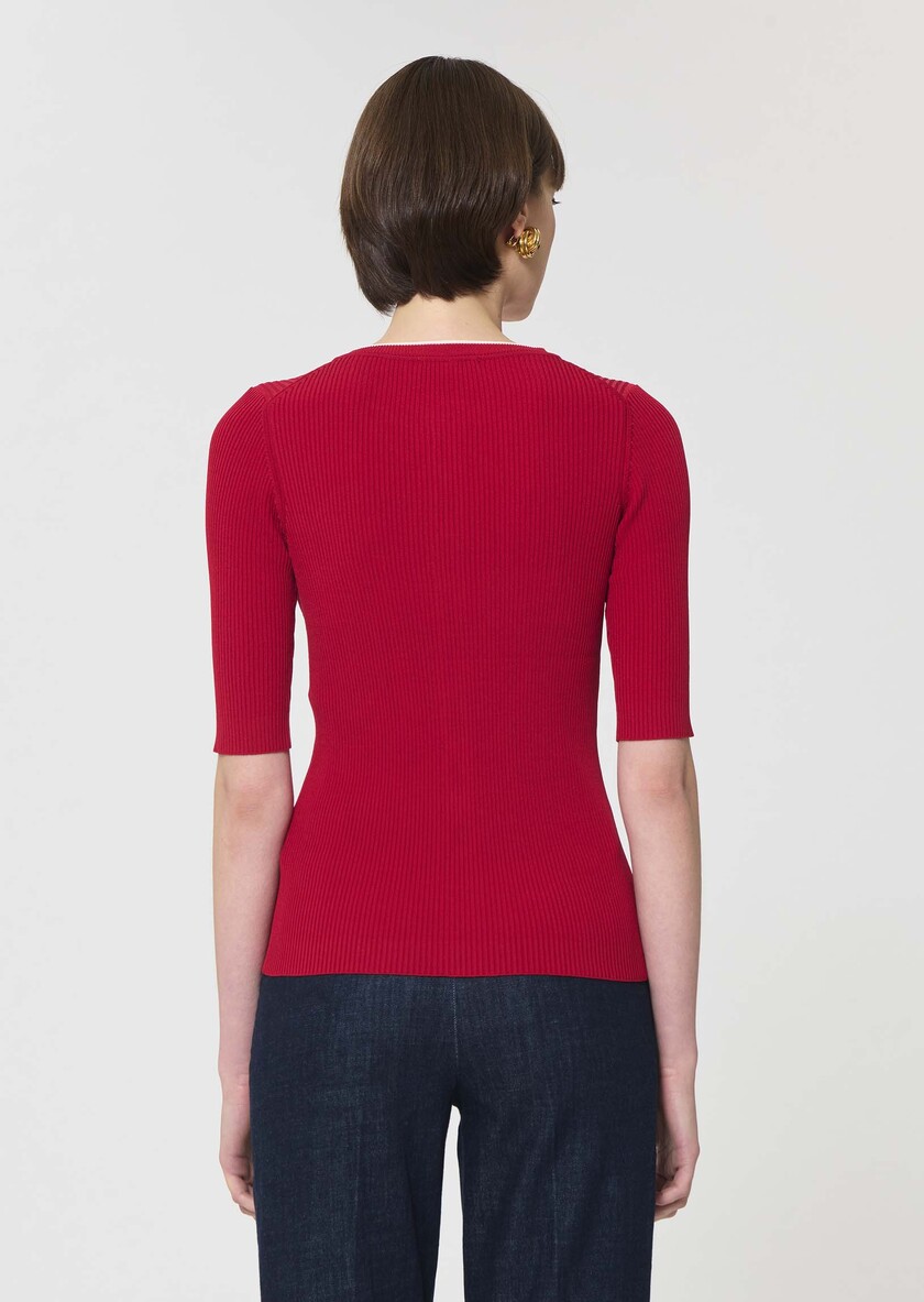 Gipsy Vest red ribbed knit Cerise TARA JARMON US