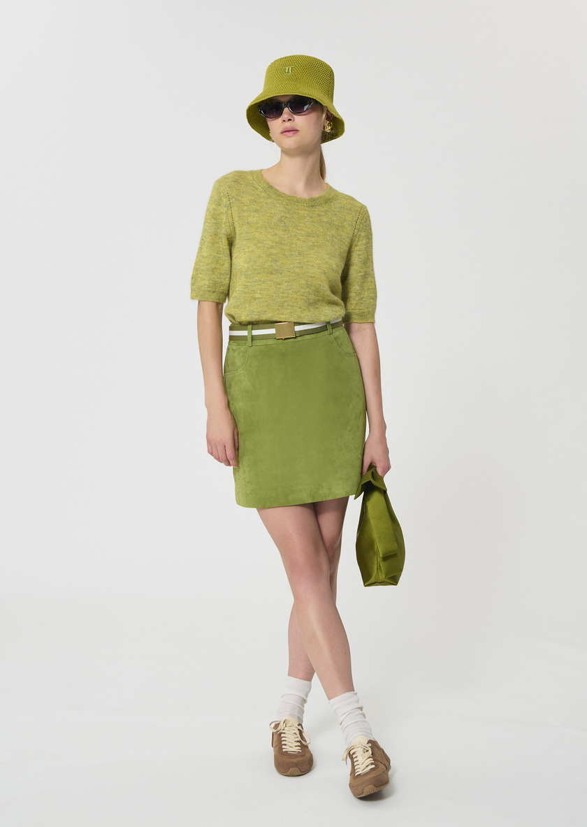Janice Skirt green suede Pomme TARA JARMON US