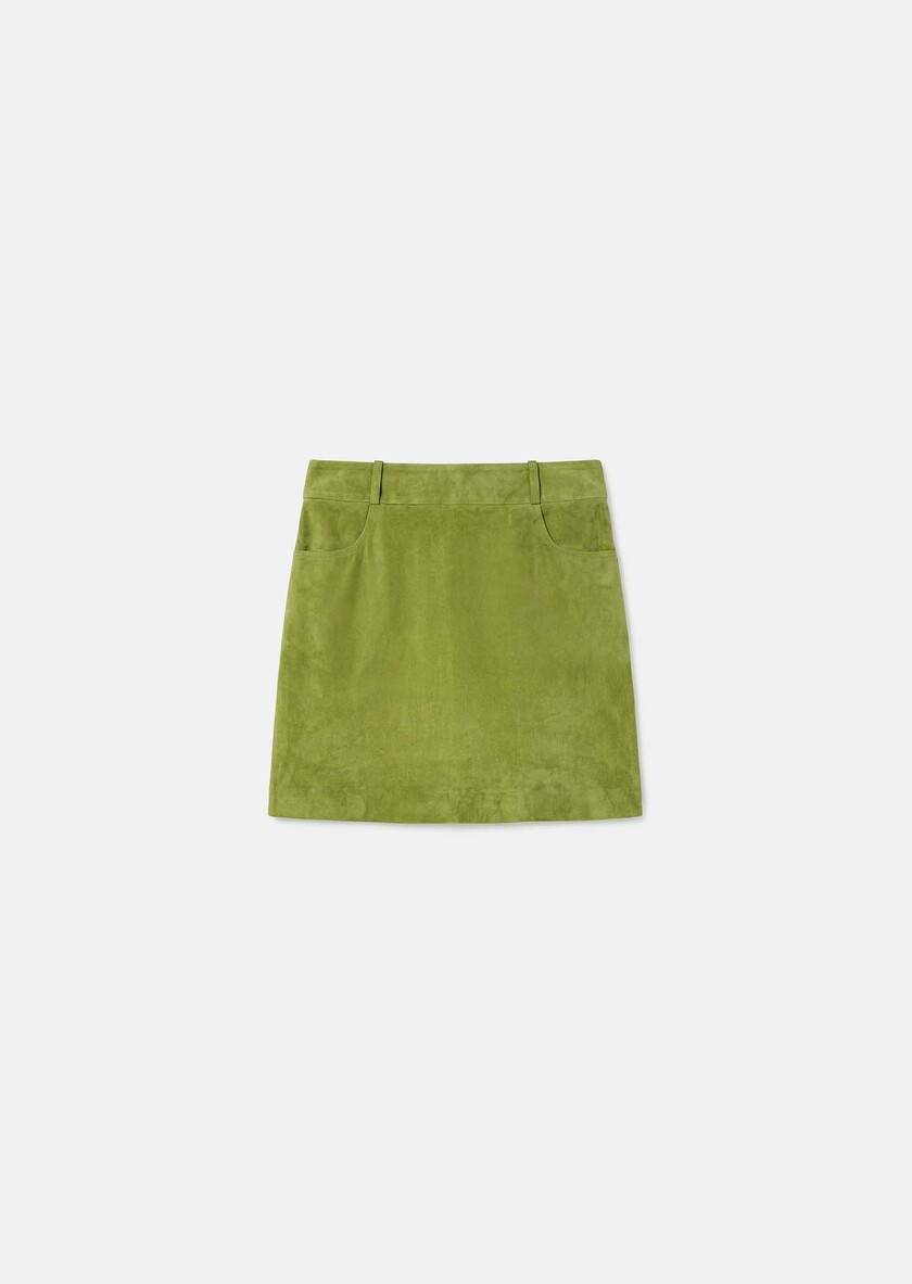 Janice Skirt green suede Pomme TARA JARMON US