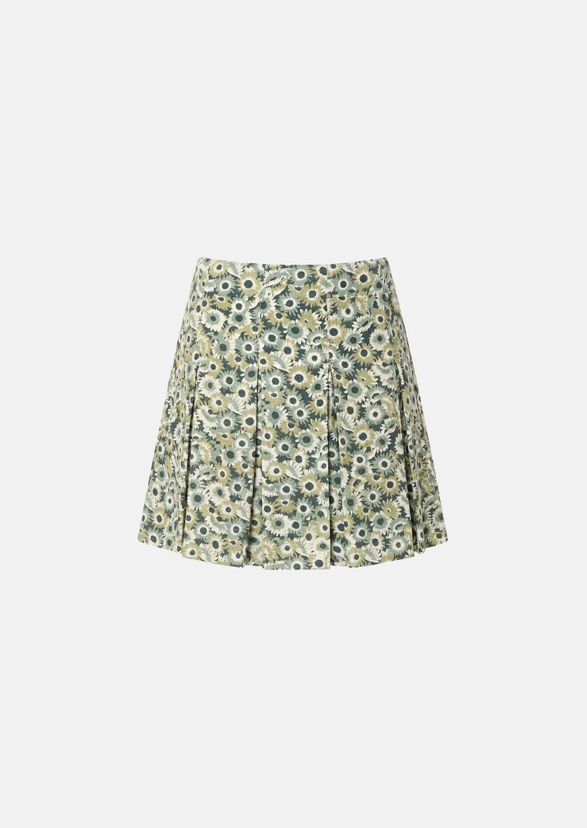 Justine Skirt green floral print Vert anglais TARA JARMON US