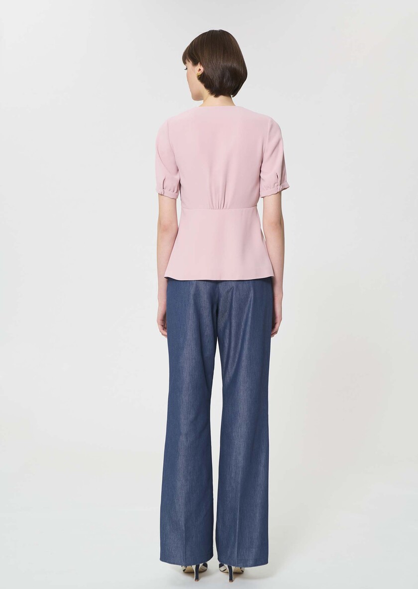 Top Tessa pale pink in fluid crepe Blush TARA JARMON US