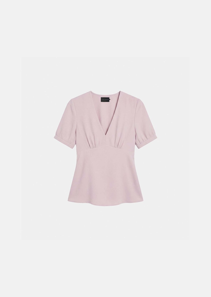 Top Tessa pale pink in fluid crepe Blush TARA JARMON US