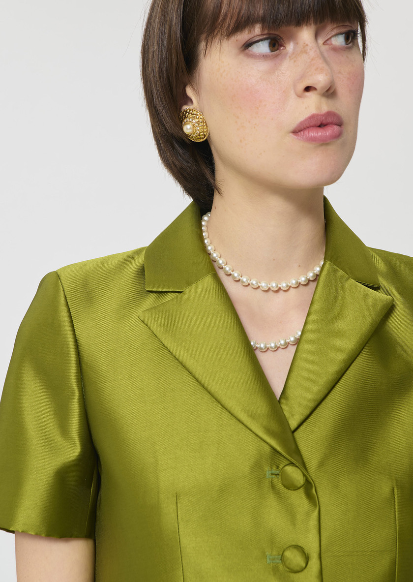 Victoire Jacket green duchess satin Anis TARA JARMON US
