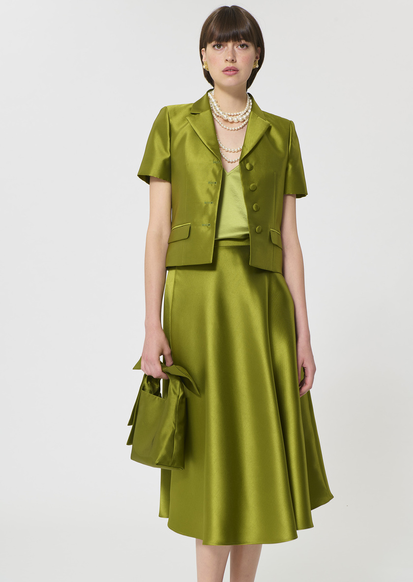 Victoire Jacket green duchess satin Anis TARA JARMON US