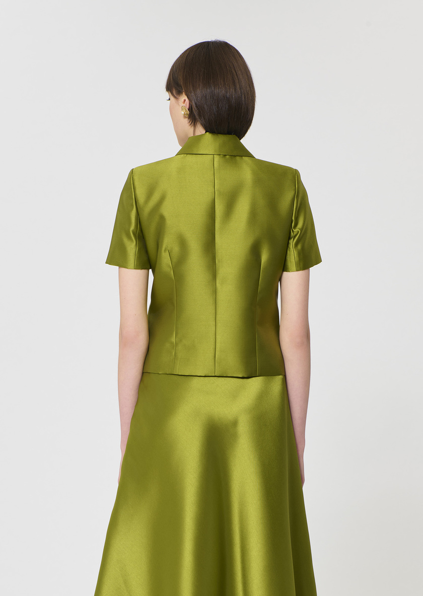 Victoire Jacket green duchess satin Anis TARA JARMON US