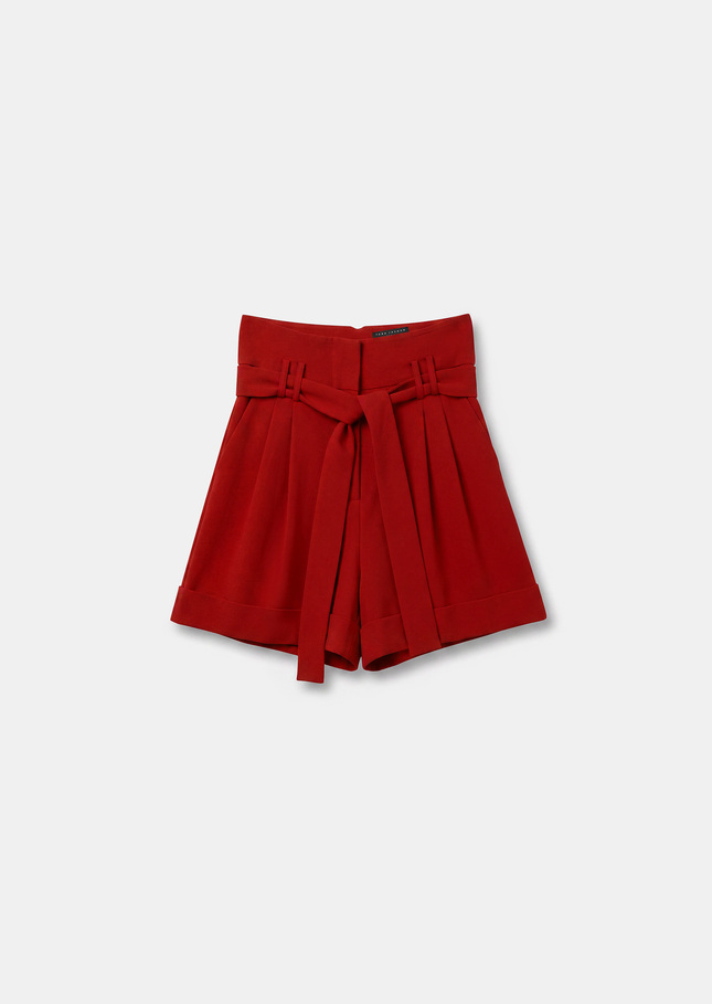 Short Shia red in fluid crepe Cerise TARA JARMON US