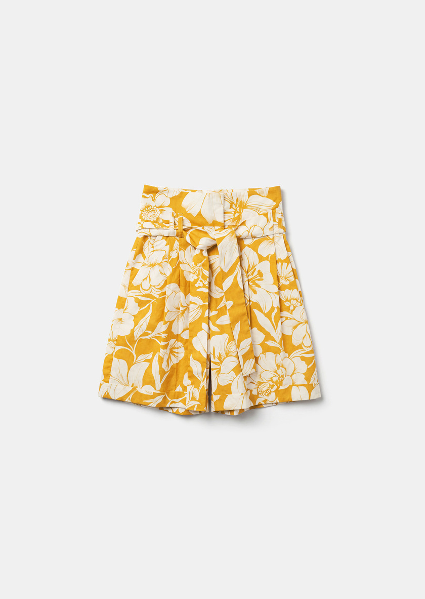 Short Shia yellow floral print poplin Mimosa TARA JARMON US