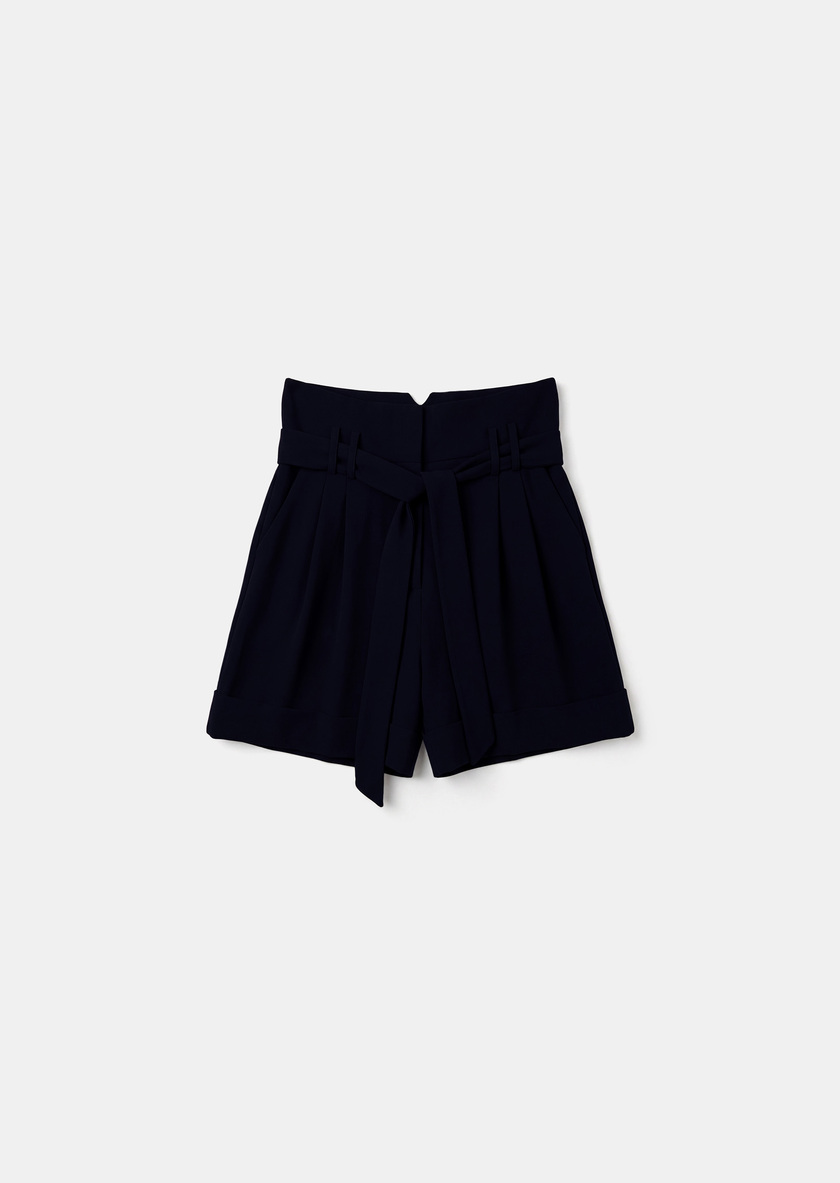 Short Shia midnight blue in fluid crepe Night TARA JARMON US