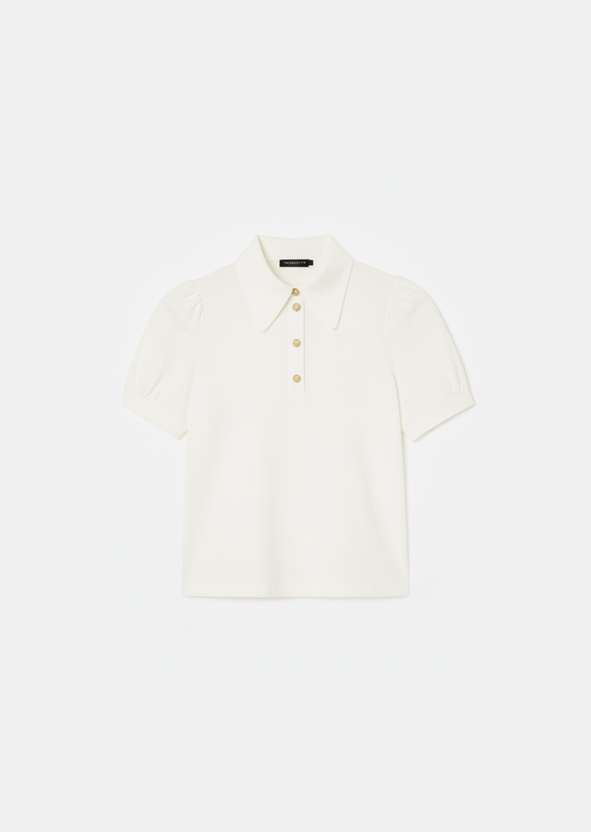 Top Tonino ecru in fluid crepe Off-white TARA JARMON US