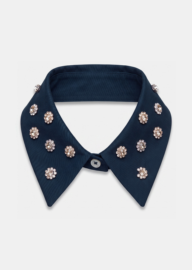 Antoinette detachable collar navy blue embroidered Night TARA JARMON US