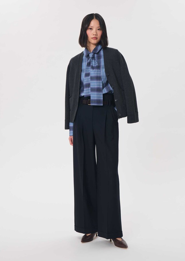 Christiane shirt blue checkered cravat Night TARA JARMON US