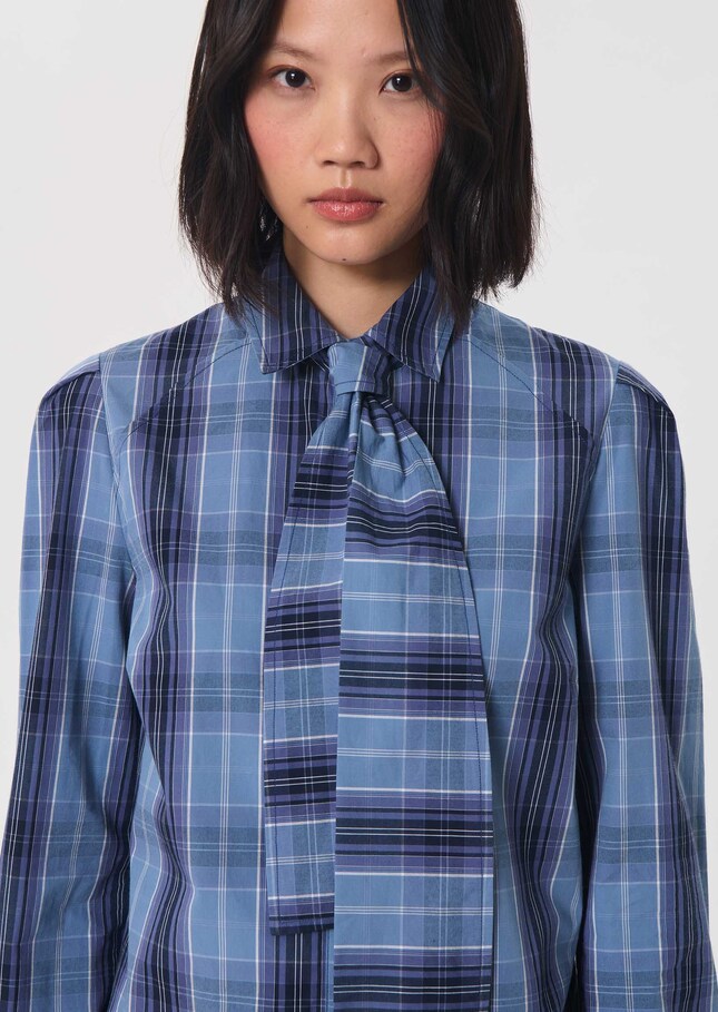 Christiane shirt blue checkered cravat Night TARA JARMON US